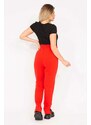 Şans Women's Plus Size Red 3 Thread Fleece Polar Fleece inner with stockings and split legs. Sweatpants