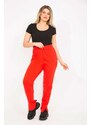 Şans Women's Plus Size Red 3 Thread Fleece Polar Fleece inner with stockings and split legs. Sweatpants