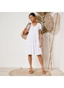Blancheporte Krátké jednobarevné šaty s výstřihem do "V" bílá 48