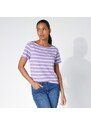 Blancheporte Pruhované tričko s krátkými rukávy lila/bílá 34/36