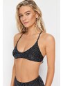 Trendyol Black Bralette Silvery Bikini Top