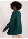 Fashionhunters Tmavě zelený pletený kardigan bez zapínání MYFLIES