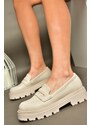 Fox Shoes R996092009 Beige Thick Soled Women's Casual Shoes