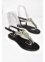 Fox Shoes Women's Black Stone Flip-Flops Sandals
