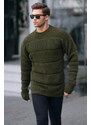 Madmext Khaki Crew Neck Knitted Sweater 6855