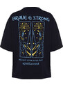 Trendyol Navy Blue Oversize/Wide-Fit Mystic Printed 100% Cotton Short Sleeve T-Shirt