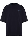 Trendyol Navy Blue Oversize/Wide-Fit Mystic Printed 100% Cotton Short Sleeve T-Shirt