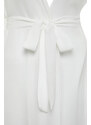 Trendyol Bridal Ecru Belted Maxi Woven Frilly Kimono & Kaftan