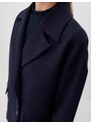 Jimmy Key Navy Blue Long Sleeve Buttoned Cashmere Coat