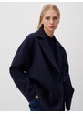 Jimmy Key Navy Blue Long Sleeve Buttoned Cashmere Coat