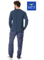 Pyjamas Key MNS 616 B23 length/yr M-2XL navy blue-check