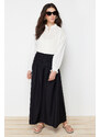 Trendyol Black High Waist Gathered Long Woven Skirt