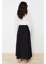 Trendyol Black High Waist Gathered Long Woven Skirt