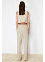 Trendyol Mink Straight Ribbed Woven Trousers