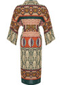 Trendyol Ethnic Patterned Midi Woven 100% Cotton Kimono & Kaftan