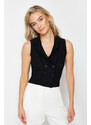 Trendyol Black Crop Premium Yarn/Special Yarn Vest Look Knitwear Sweater