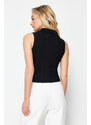 Trendyol Black Crop Premium Yarn/Special Yarn Vest Look Knitwear Sweater