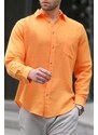 Madmext Orange Relaxed Fit Muslin Fabric Men's Shirt 5587