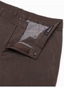 Ombre Men's chino pants with elastic waistband - chocolate