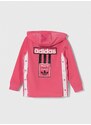 Dětská mikina adidas Originals růžová barva, s kapucí, vzorovaná