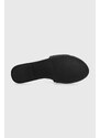 Kožené pantofle Tommy Hilfiger POP COLOR MULE SANDAL dámské, černá barva, FW0FW07936