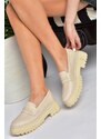 Fox Shoes P6520345009 Beige Thick Soled Women's Casual Shoes P652034500