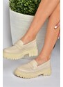 Fox Shoes P6520345009 Beige Thick Soled Women's Casual Shoes P652034500