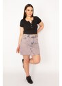 Şans Women's Plus Size Lilac Wash Effect Lean Skirt