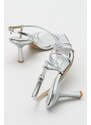 LuviShoes Narva Silver Metallic Women's Heeled Shoes