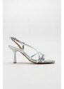 LuviShoes Narva Silver Metallic Women's Heeled Shoes