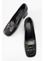 LuviShoes ELOIS Women's Black-Black Buckled Heeled Shoes