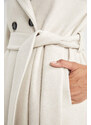 DEFACTO Regular Fit Hooded Belted Cashmere Coat