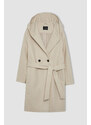 DEFACTO Regular Fit Hooded Belted Cashmere Coat