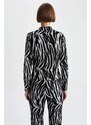 DEFACTO Slim Fit Half Turtleneck Zebra Desenli Long Sleeve T-Shirt