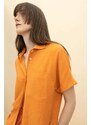 DEFACTO Regular Fit Linen Blend Short Sleeve Shirt