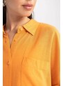 DEFACTO Regular Fit Linen Blend Short Sleeve Shirt