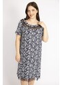 Şans Women's Navy Blue Plus Size Collar And Skirt Tulle Detail Elastic Collar Dress