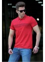 Madmext Men's Red Patterned Polo Neck T-shirt