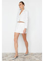 Trendyol White Slit Detailed Belt Mini Length Woven Shorts Skirt