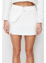 Trendyol White Slit Detailed Belt Mini Length Woven Shorts Skirt