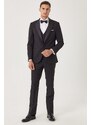 ALTINYILDIZ CLASSICS Men's Black Slim Fit Slim Fit Vest Patterned Tuxedo Tuxedo