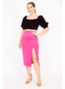 Şans Women's Fujiya Plus Size Scuba Fabric Back Hidden Zipper Slit Skirt