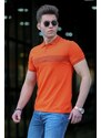 Madmext Men's Orange Patterned Polo Neck T-Shirt