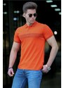 Madmext Men's Orange Patterned Polo Neck T-Shirt