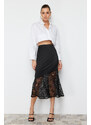 Trendyol Black Lace Detailed Satin Skirt