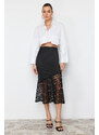 Trendyol Black Lace Detailed Satin Skirt