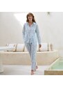 Blancheporte Pyžamo s límečkem a knoflíčky, úplet seersucker režná/modrá 36