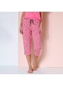 Blancheporte Pyžamové 3/4 kalhoty s potiskem květin "Bohème" indická růžová/khaki 34/36