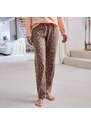 Blancheporte Pyžamové kalhoty s potiskem květin "Bohème" khaki/růžová 38/40