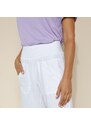 Blancheporte Kalhoty s podkasanými nohavicemi, bavlna/len bílá 36